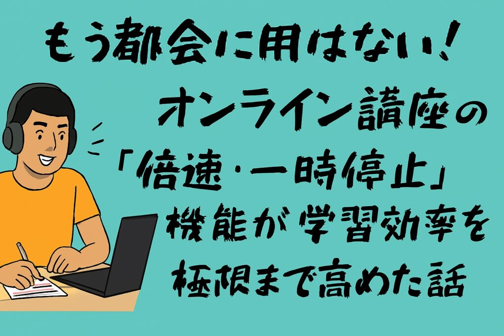 もう都会に用はない！オンライン講座の「倍速・一時停止」機能が学習効率を極限まで高めた話