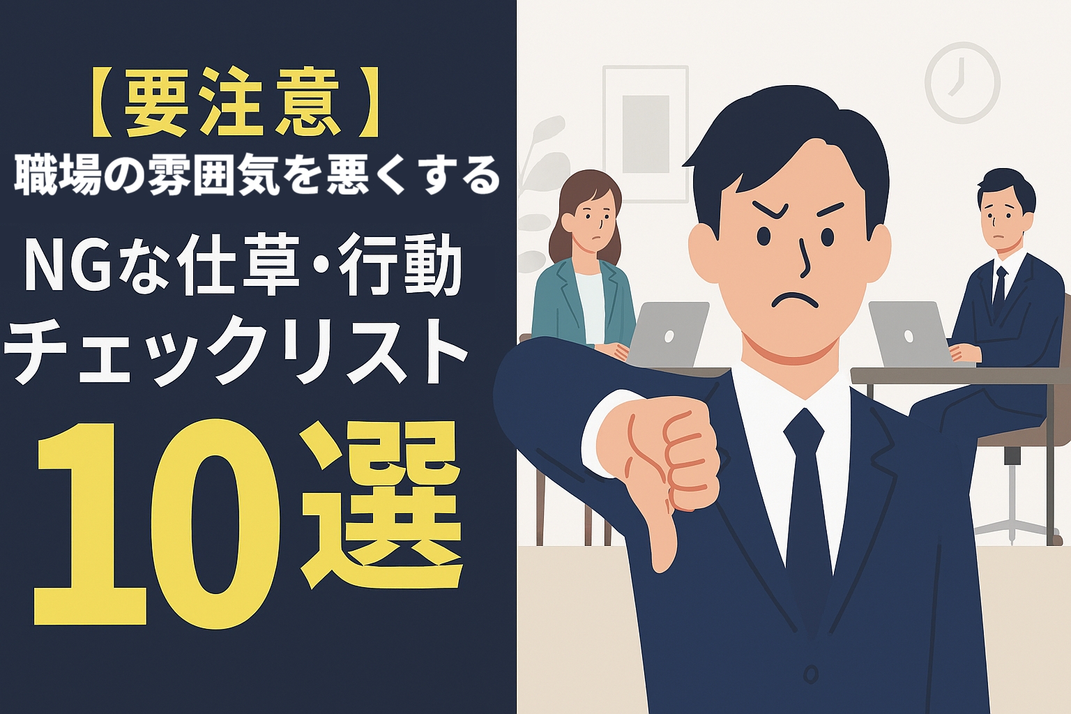 【要注意!】職場の雰囲気を悪くする「NGな仕草・行動」チェックリスト10選