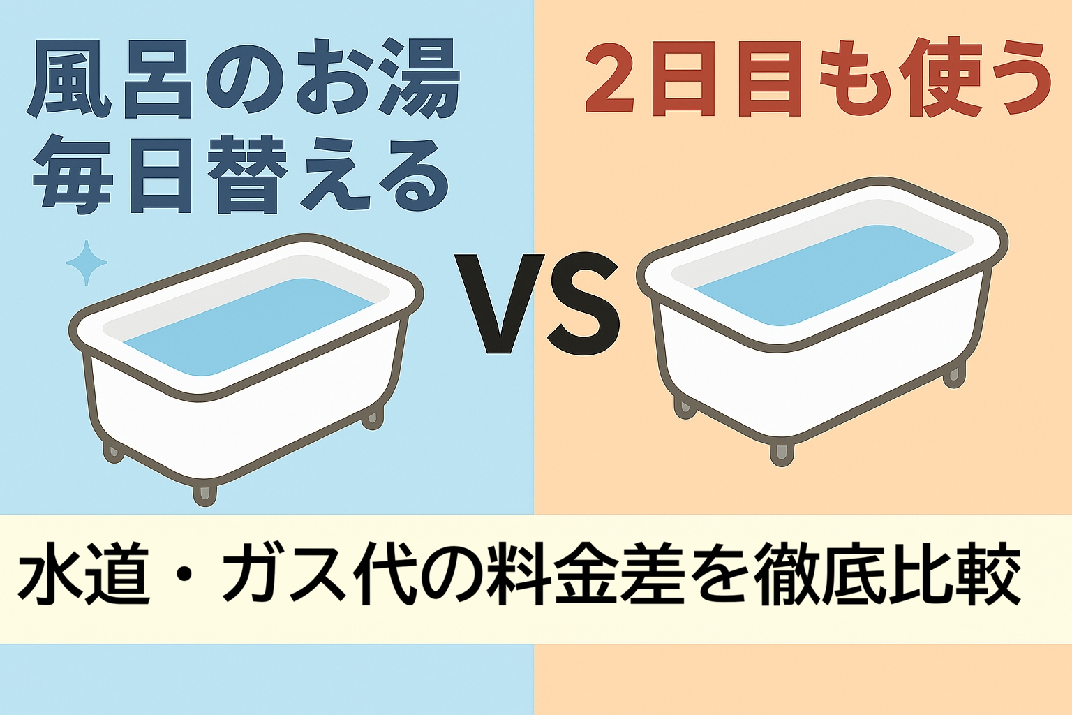 風呂のお湯を毎日替える vs 2日目も使う｜水道・ガス代の料金差を徹底比較