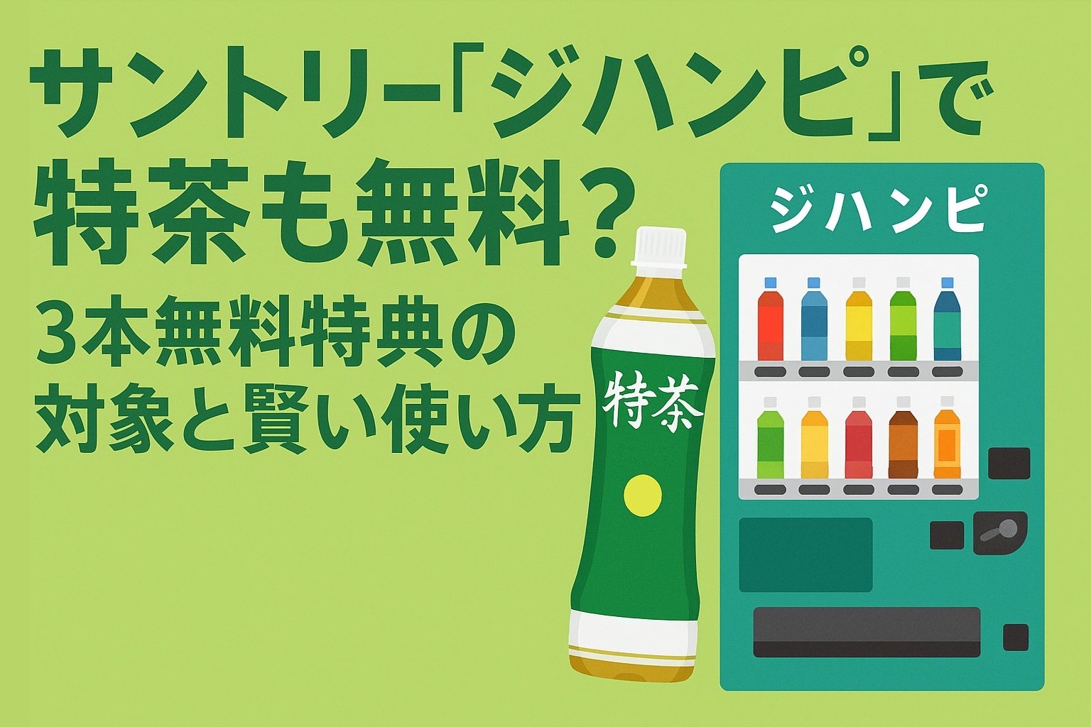サントリー「ジハンピ」で特茶も無料？3本無料特典の対象と賢い使い方を徹底解説