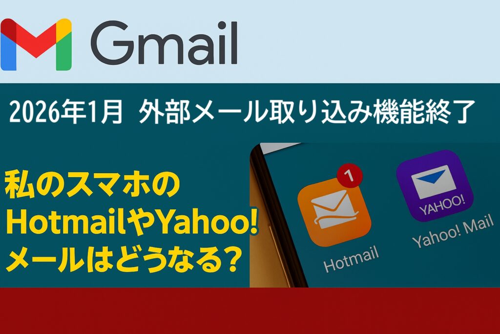 2026年Gmailの外部メール取り込み機能終了！私のスマホのHotmailやYahoo!メールはどうなる？
