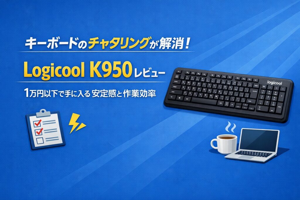 キーボードのチャタリングが解消！Logicool K950レビュー、1万円以下で手に入る安定感と作業効率