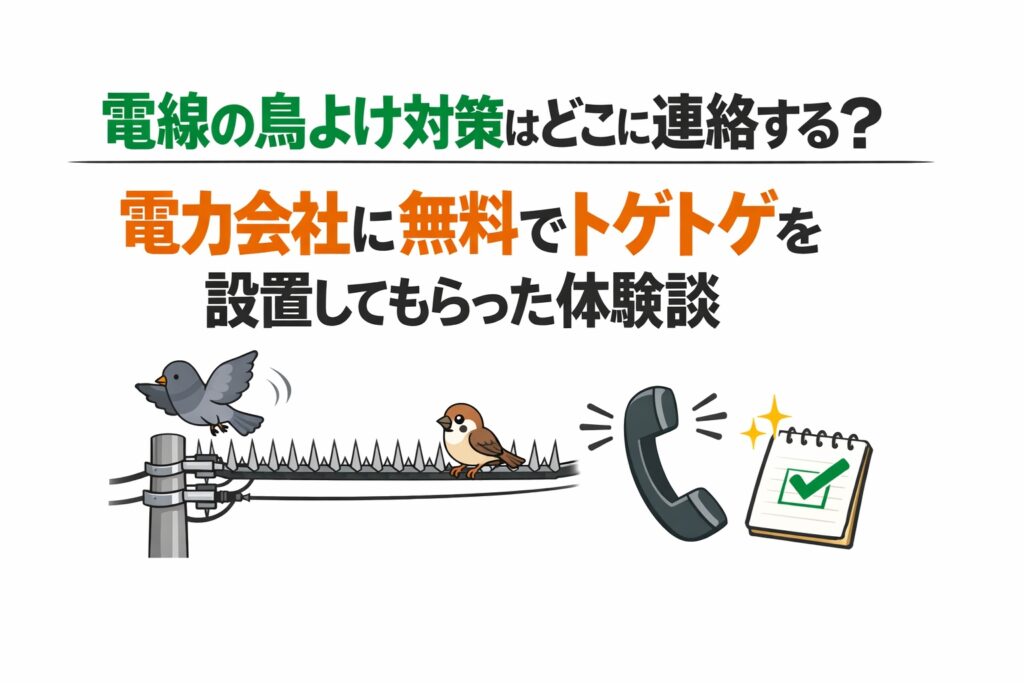 電線の鳥よけ対策はどこに連絡する？電力会社に無料でトゲトゲを設置してもらった体験談