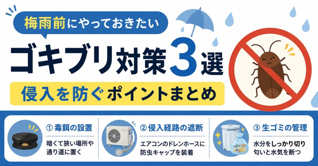 梅雨前にやっておきたいゴキブリ対策3選｜侵入を防ぐポイントまとめ