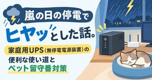 嵐の日の停電でヒヤッとした話。家庭用UPS（無停電電源装置）の便利な使い道とペット留守番対策