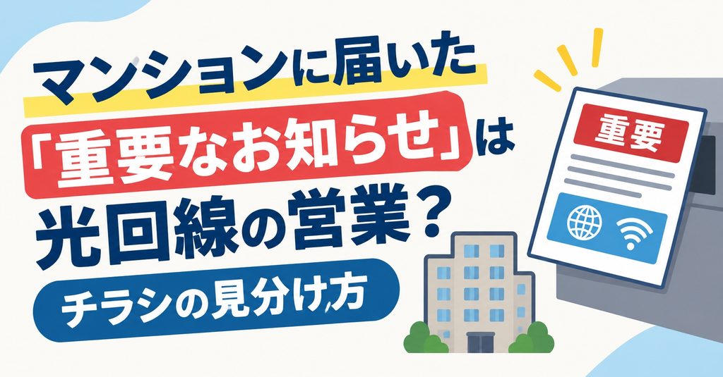 マンションに届いた「重要なお知らせ」は光回線の営業？チラシの見分け方